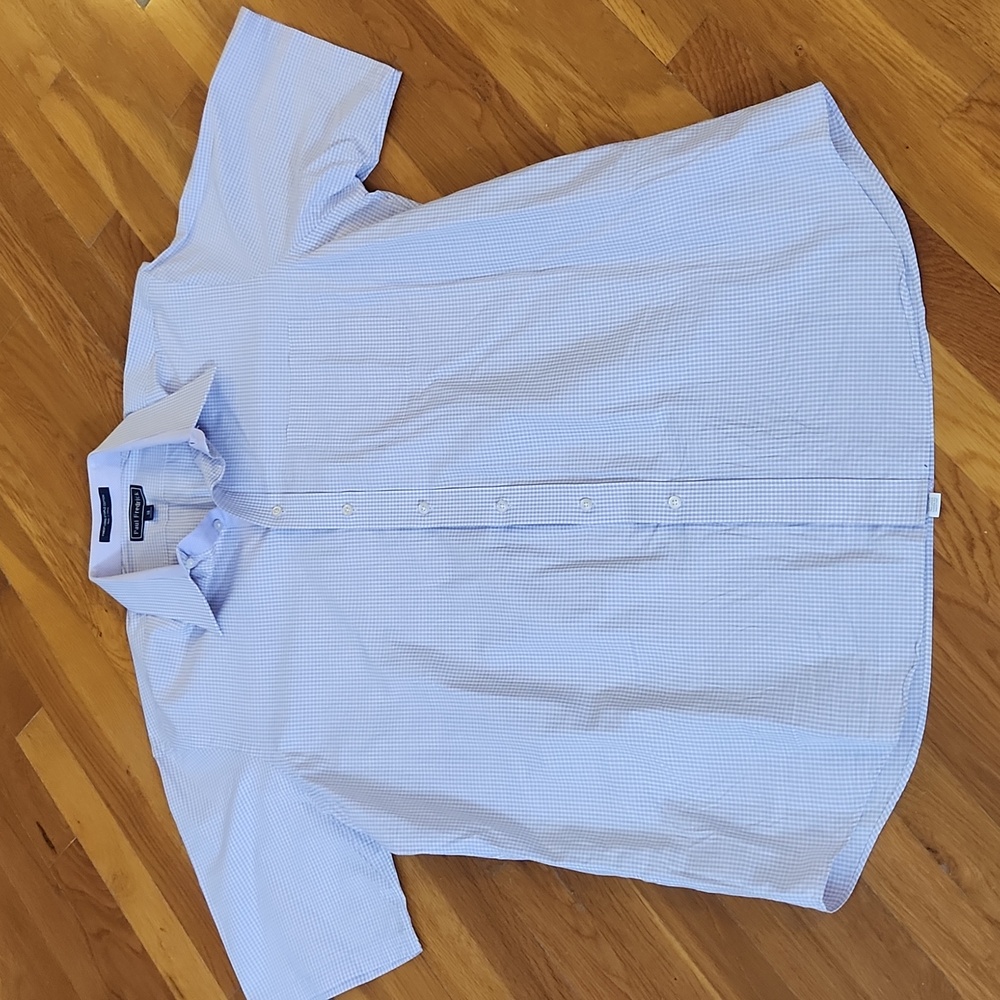 Paul Fredrick Purple Checkered Short Sleeve Button Down